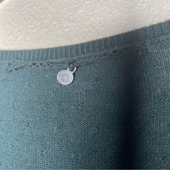 Knitted and Knotted Anthropologie Dark Green Ruffle Hem Sweater Women's Small - Picture 9 of 11